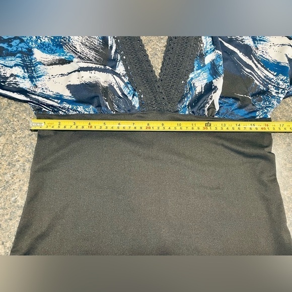 💃 PLUNGING NECKLINE CROCHET DETAIL Y2K V Neck Sz XL Sexy Loose & Tight Fit - Picture 7 of 9